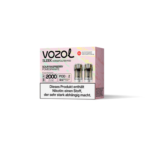 Vozol Sleek Sour Rapsberry Pomegranate Vorgefüllte Pods 2x 2ml